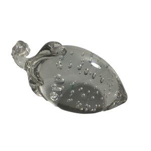 Clear Glass Strawberry Shaped Paperweight Controlled Bubbles Desk Decor